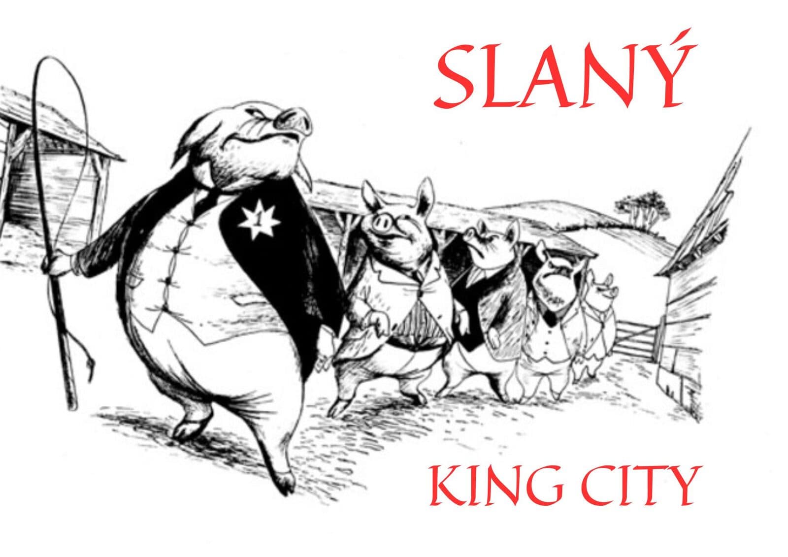 Slaný King City — satirická koláž ve stylu Orwellovy Farmy zvířat
